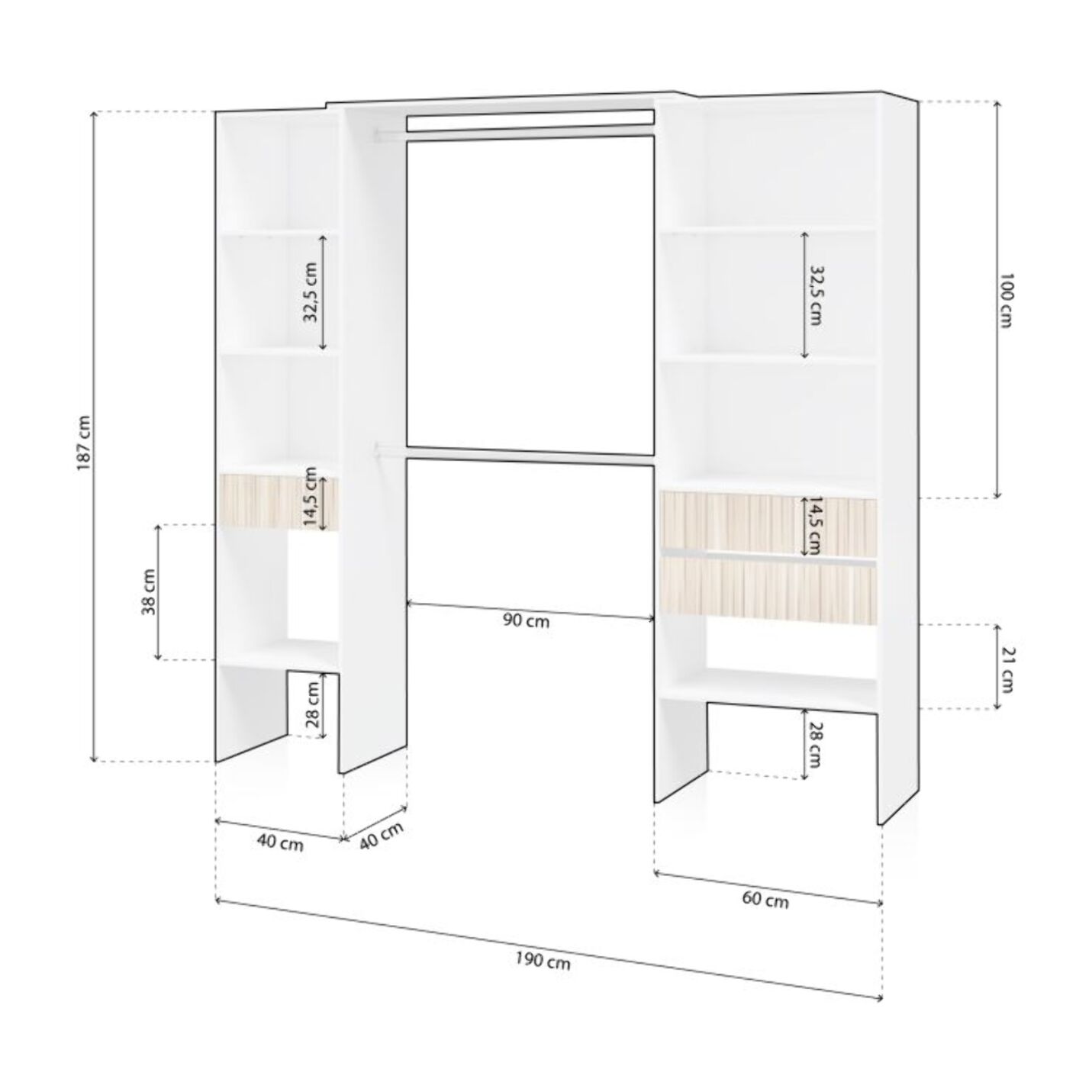 Armario vestidor Nitza Blanco Artik (Blanco Mate) - Natur