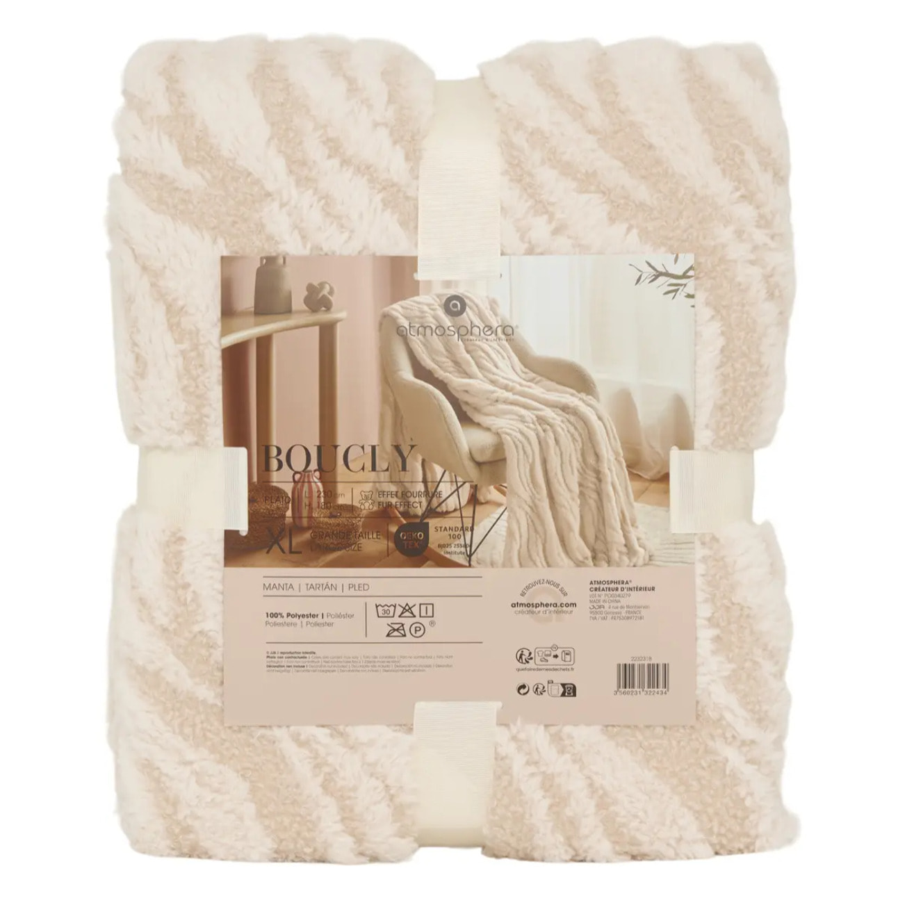 Plaid Boucly 180x230cm vagues beige