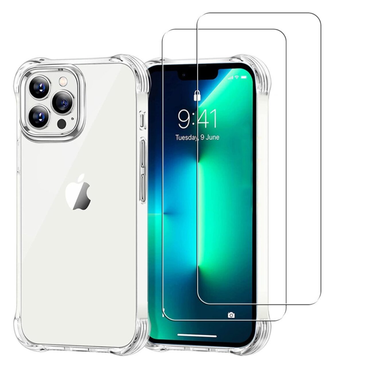 Coque iPhone 13 Pro Antichoc Silicone + 2 Vitres en verre trempé Protection écran