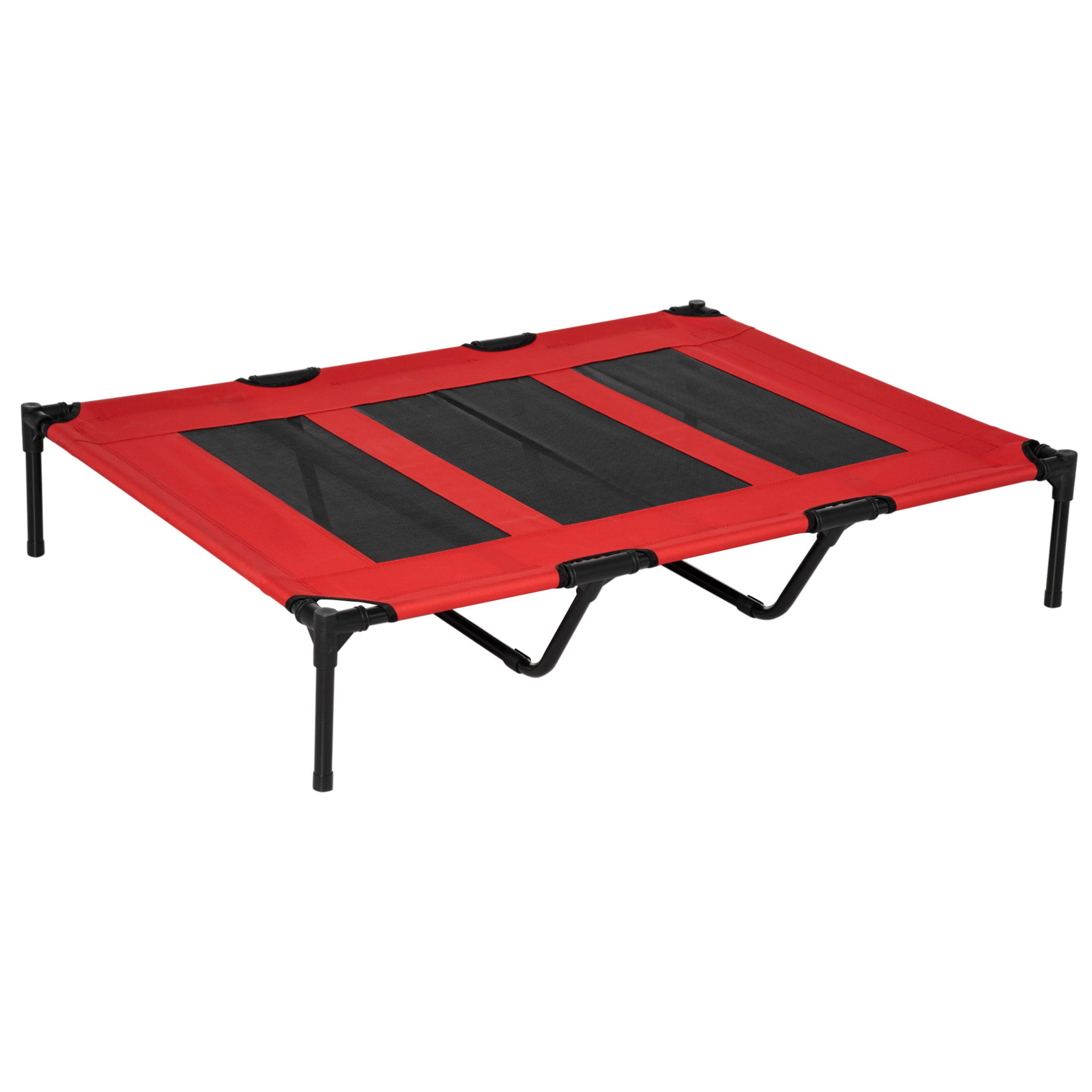 Lit sur pieds XXL pour chien chat lit de camp animal lit surélevé Oxford textilène micro-perforé dim. 122L x 92l x 23H cm rouge