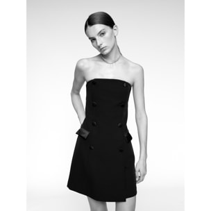 Motivi - Vestido mini bustier con detalle de doble botonadura - Negro