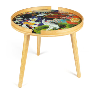 Tavolino Excelsa Kimono in bambù e vetro 48x48x44 cm multicolore