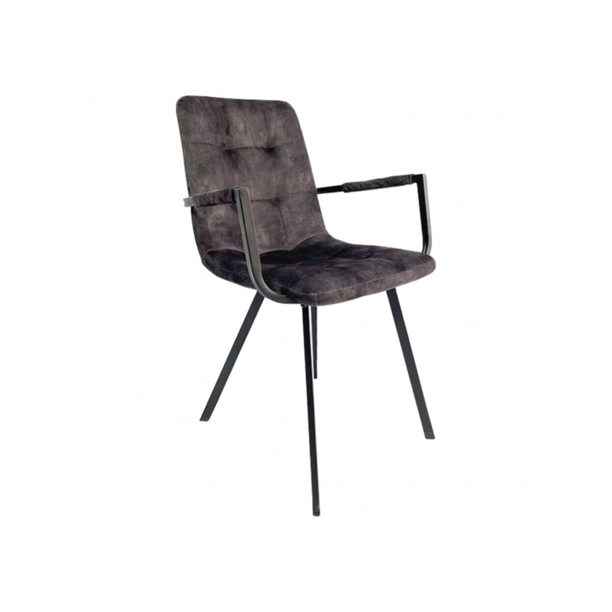 Fauteuil capitonné en velours avec accoudoirs - HERBY