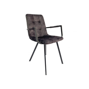 Fauteuil capitonné en velours avec accoudoirs - HERBY