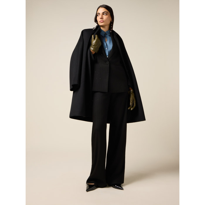 Oltre - Pantaloni palazzo con ricamo in paillettes - Nero