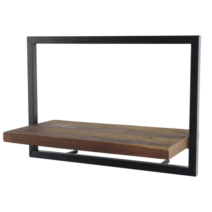 SIXTINE - Étagère murale 'M' 1 plateau teck recyclé marron structure métal noir