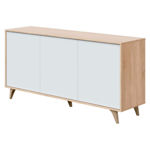 Credenza 3 Ante Con Apertura Push Madia Mobile Contenitore Moderno Con 6 Ripiani Interni Per Soggiorno Sala Da Pranzo 154 x 40 x 75 Cm Rovere Bianco
