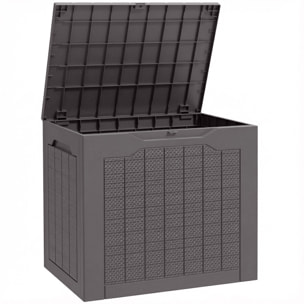 Coffre de jardin 93L dim. 56 x 41 x 50 cm effet rotin et bois brun