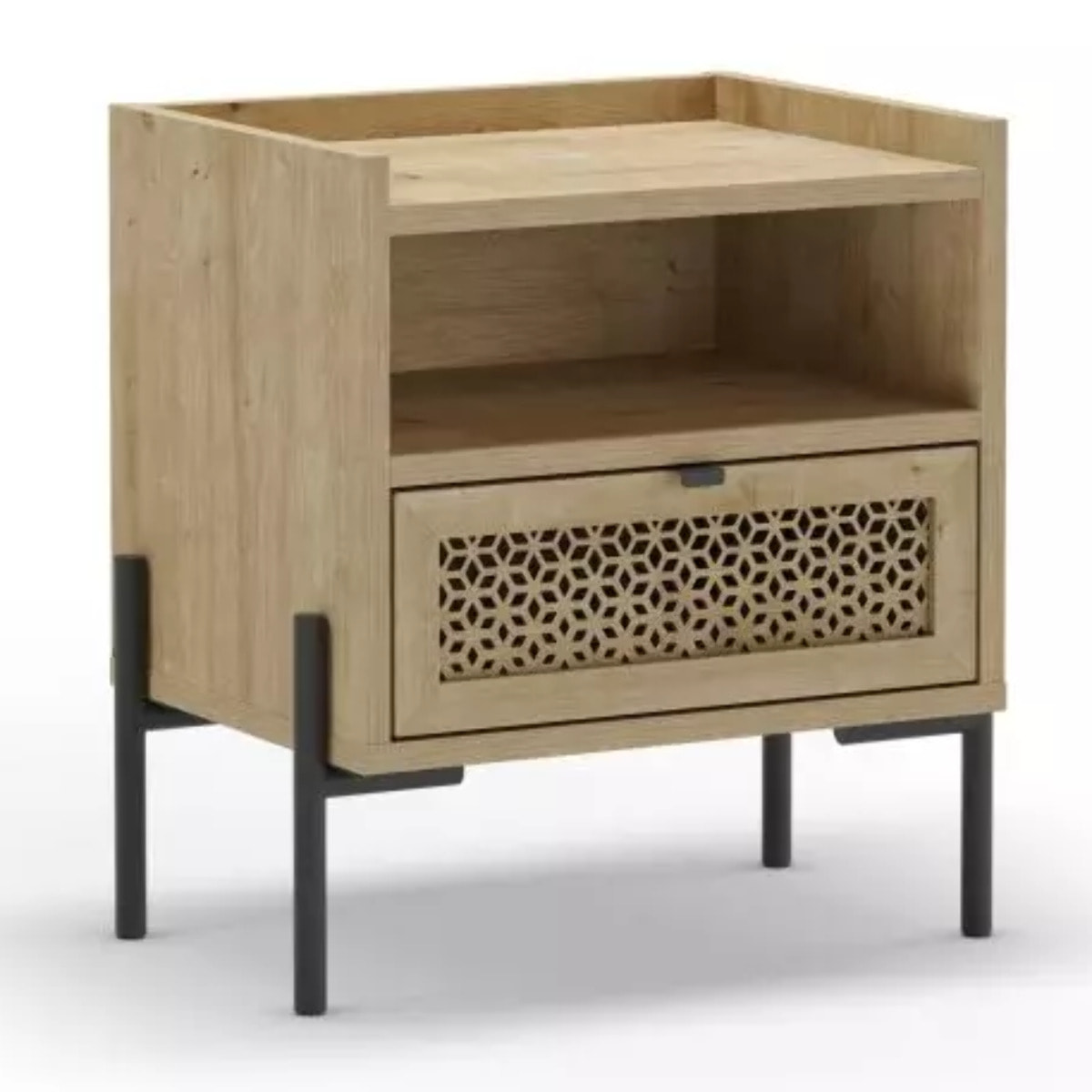 Mesita de noche Koivu Roble Negro