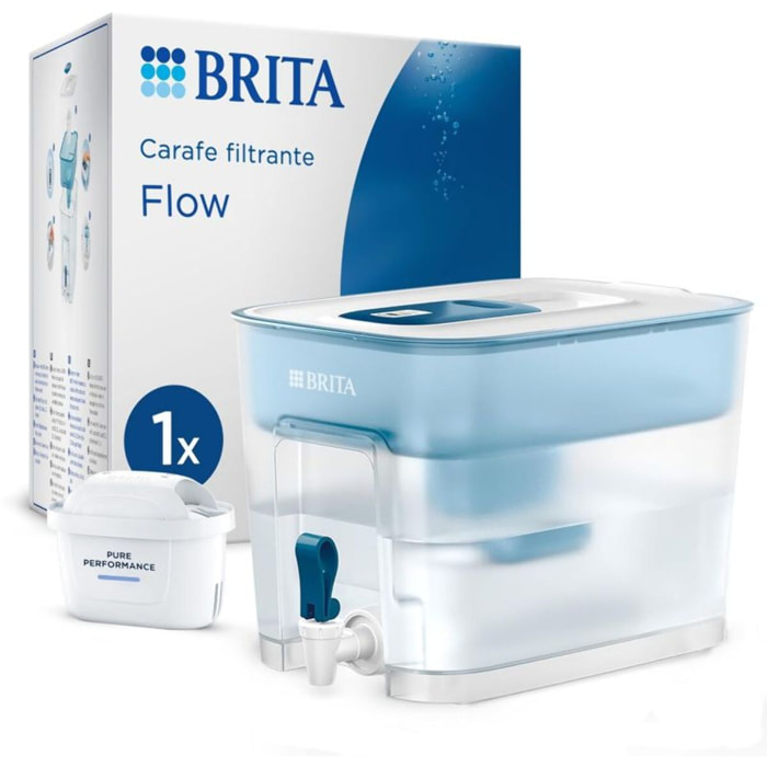 Carafe filtrante BRITA Flow MAXTRA bleu x1 cartouche Pure Performance