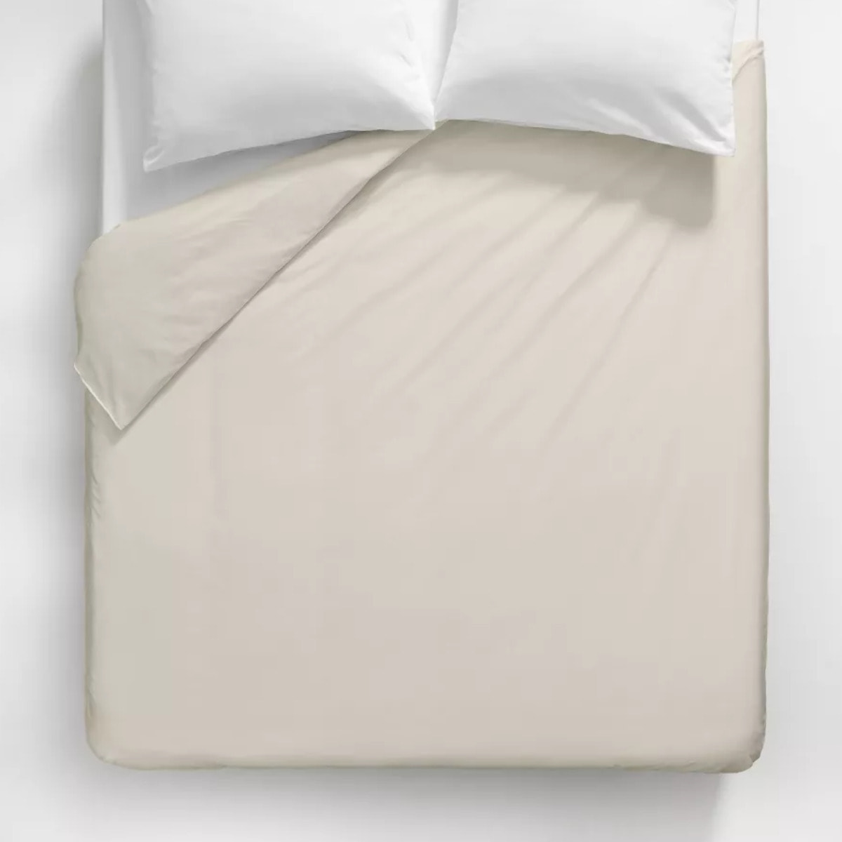 Housse de couette satin de coton uni ivoire Ava uni angora
