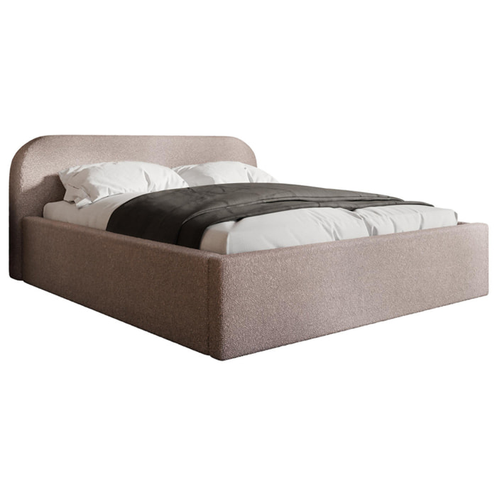 Orane - lit coffre - 180x200 cm - en tissu bouclette - Rose