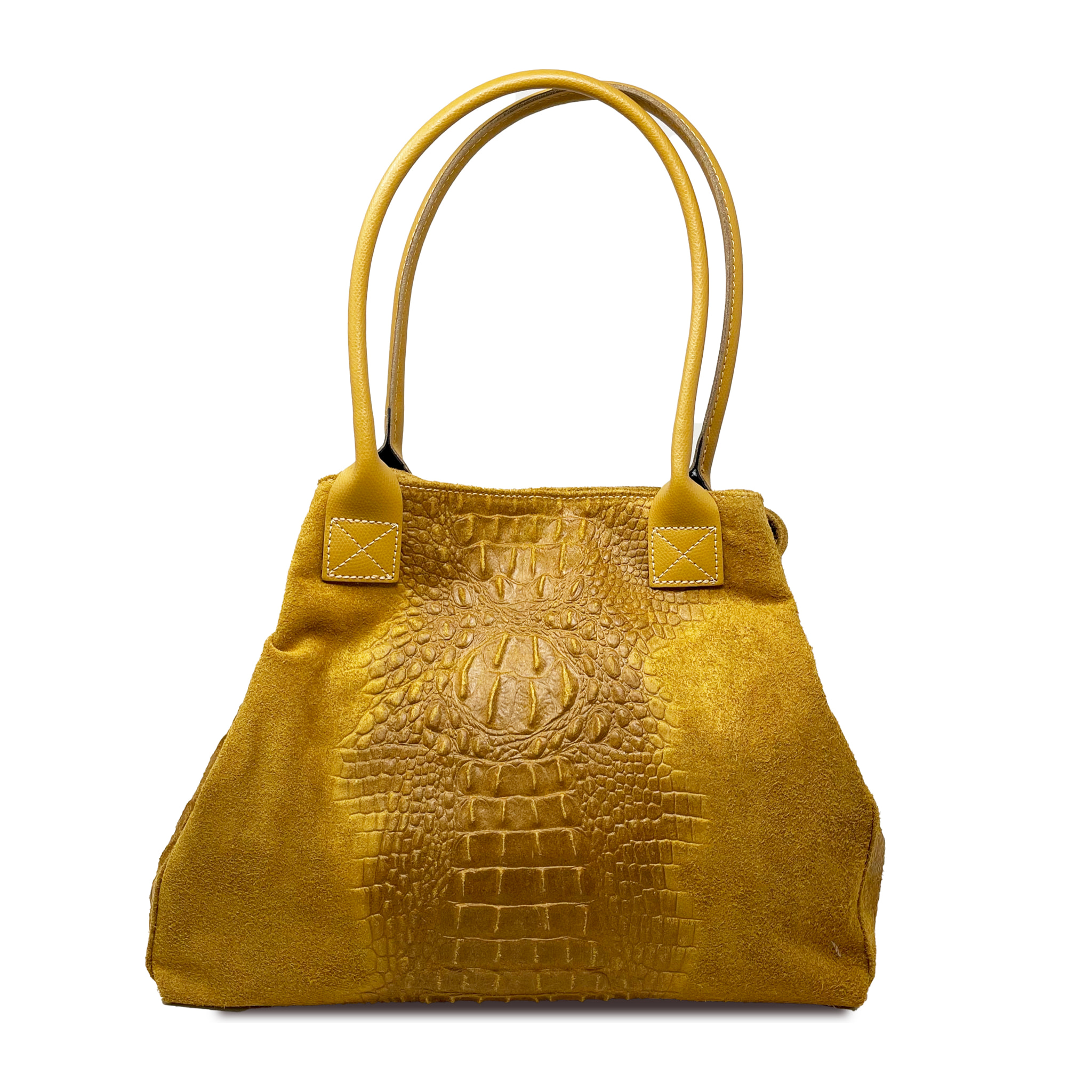 Chicca Borse - Borsa a Spalla Donna in Vera Pelle - Colore Cocco Senape