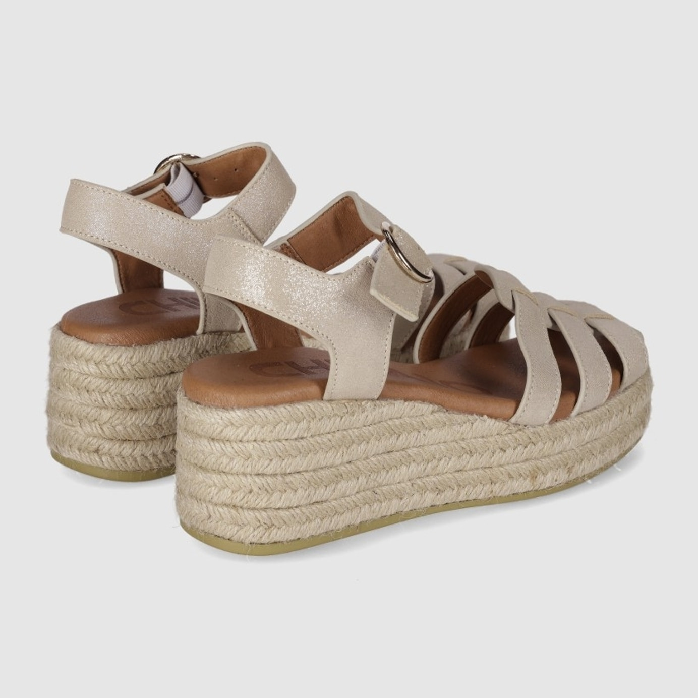 Sandalias de Serraje - Platino - Tacón: 6 cm