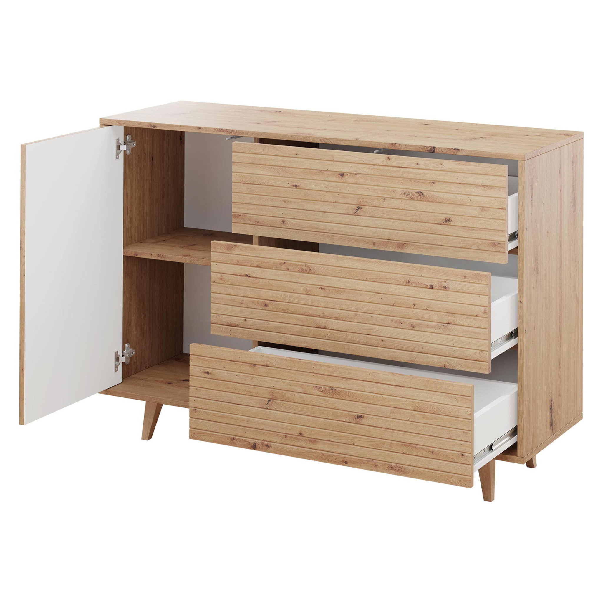 Diego - buffet - effet bois - 3 tiroirs et 1 porte - 120 cm - Bois