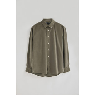 Camisa verde militar de pana con logo Rigby Go