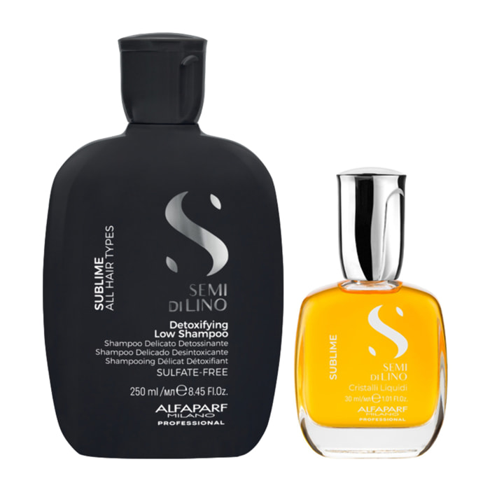 ALFAPARF MILANO Kit Semi Di Lino Detoxifying Low Shampoo 250ml + Cristalli Liquidi 30ml