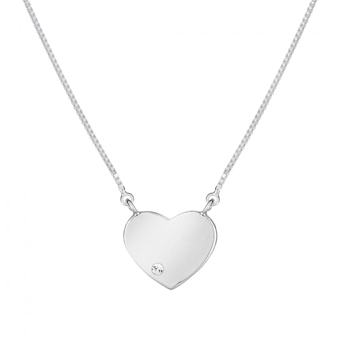 Colegante  Corazon brass bañado en oro blanco 18K y cristales de Swarovski
