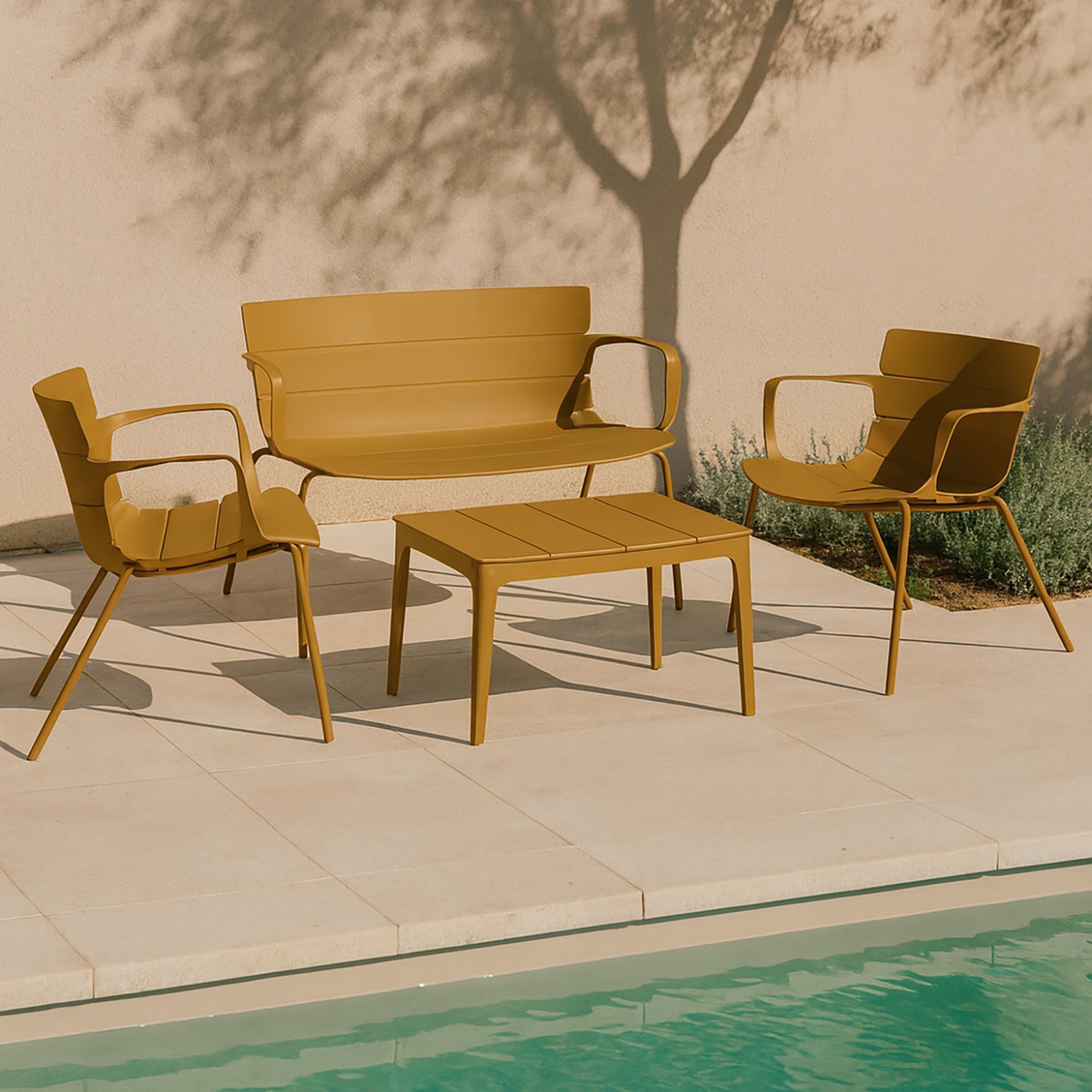 Salon de jardin 4 places en polypropylène ocre MONTAUK