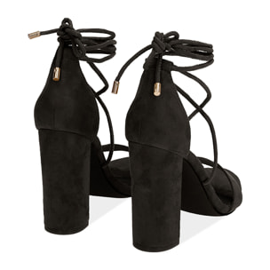 Sandali lace-up neri in microfibra, tacco 10,5 cm