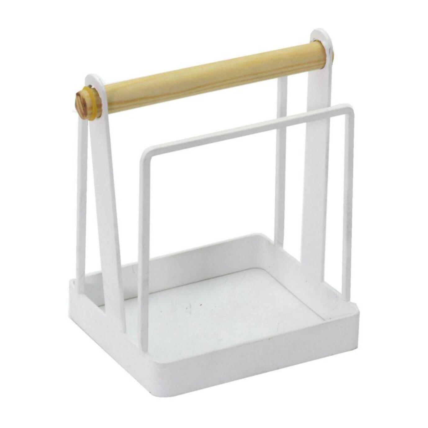 Portagioie in metallo bianco e legno cm12x10,5h16