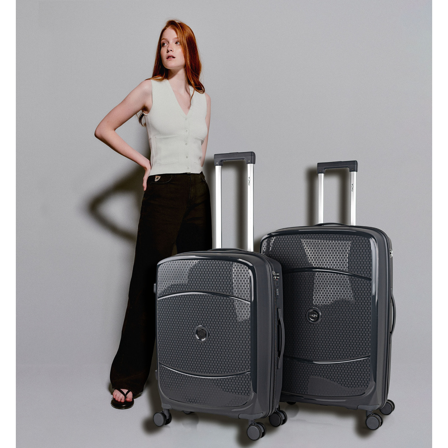 Juego De Maletas Rígidas Pp Itaca Moscu Antracita