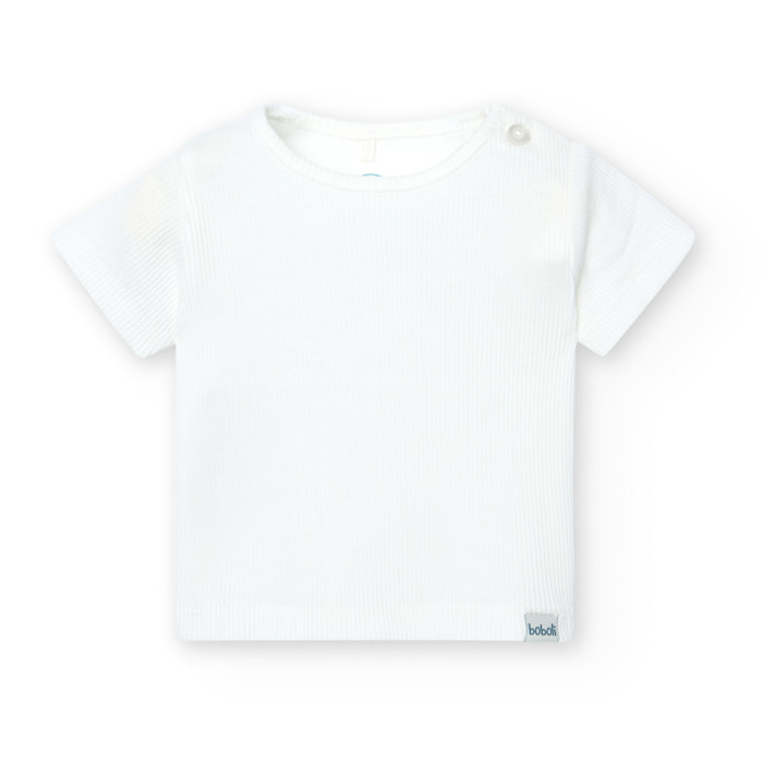 Camiseta de reciÃ©n nacido, algodÃ³n, mangas cortas, blanco