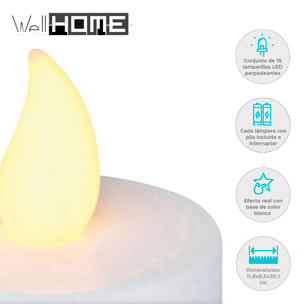 Conjunto de 15 Lamparillas LED Parpadeantes de Efecto Real