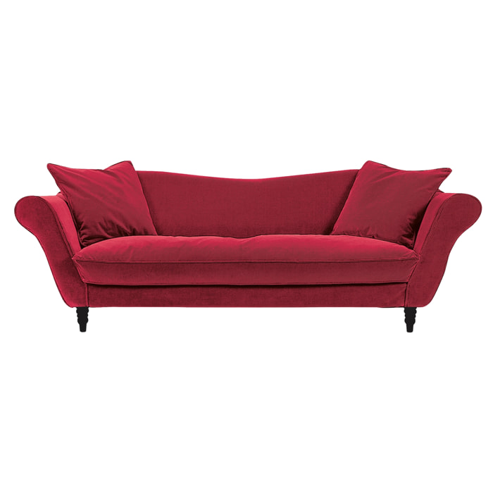 Canapé 3 pl ALBA 238 cm velours Rouge - 100% déhoussable - Fab. France