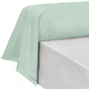 Taie de traversin percale de coton uni bleu vert La percale francaise givre