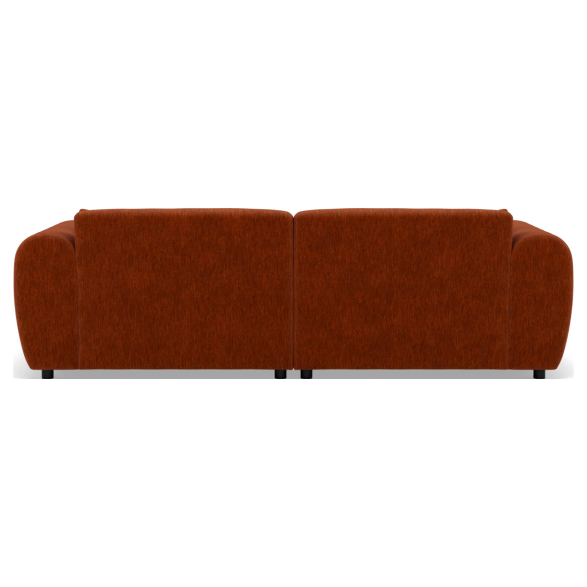 Aumance - canapé droit 4 places avec double méridienne assise profonde en velours texturé - Terracotta