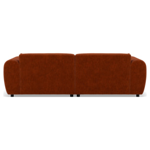 Aumance - canapé droit 4 places avec double méridienne assise profonde en velours texturé - Terracotta