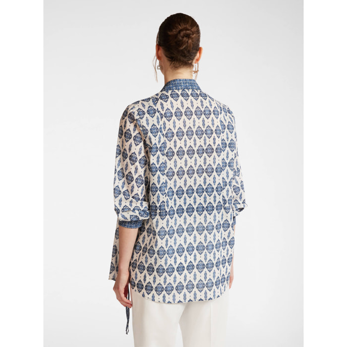 Elena Mirò - Camisa con estampado étnico - Blanco