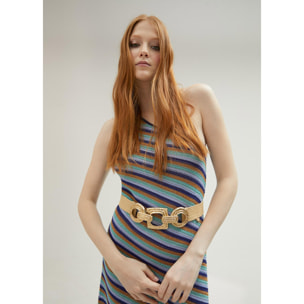 Cintura in rafia con fibbia in metallo