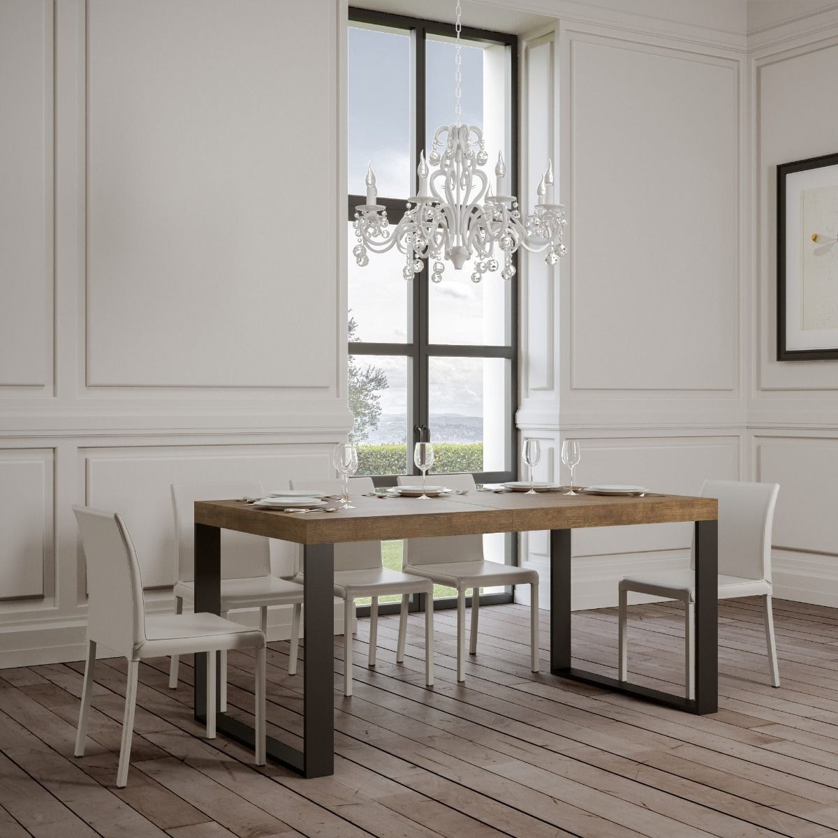 Tavolo allungabile 90x200/304 cm Tecno noce telaio Antracite