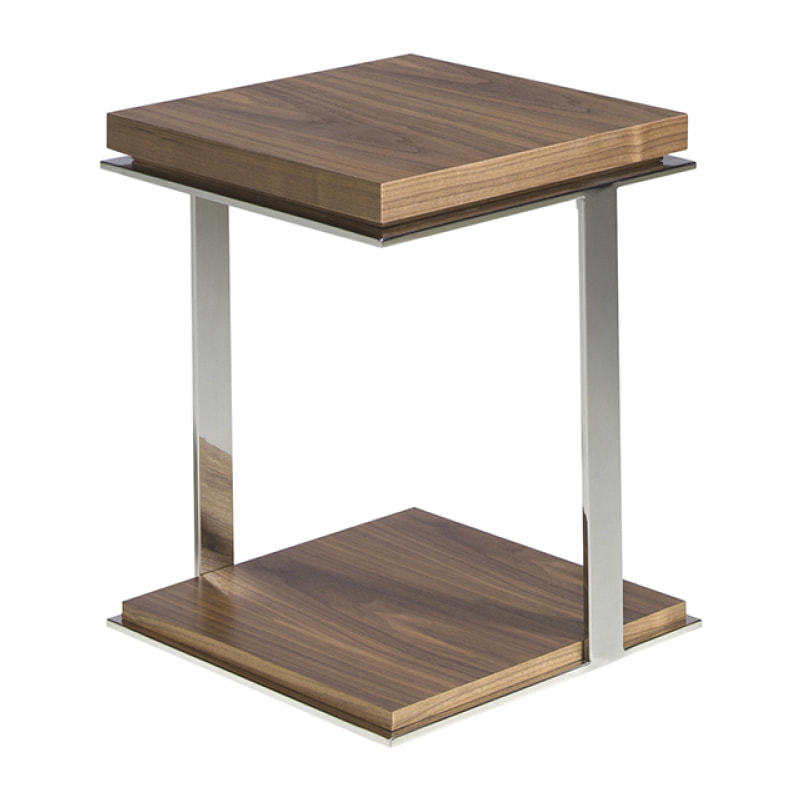 Mesa de rincón Angel Cerda de nogal y acero 45x45x55cm