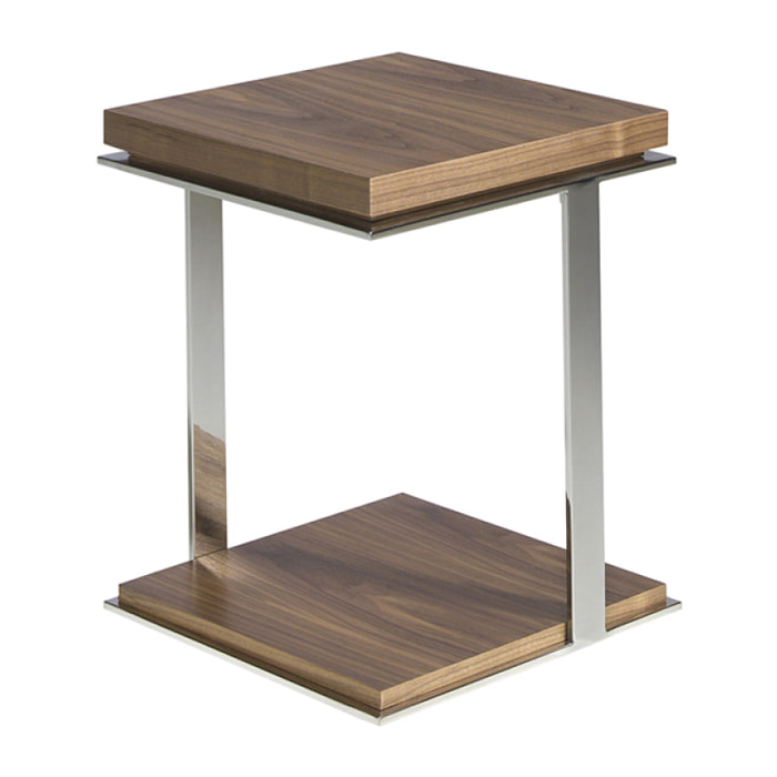 Mesa de rincón Angel Cerda de nogal y acero 45x45x55cm