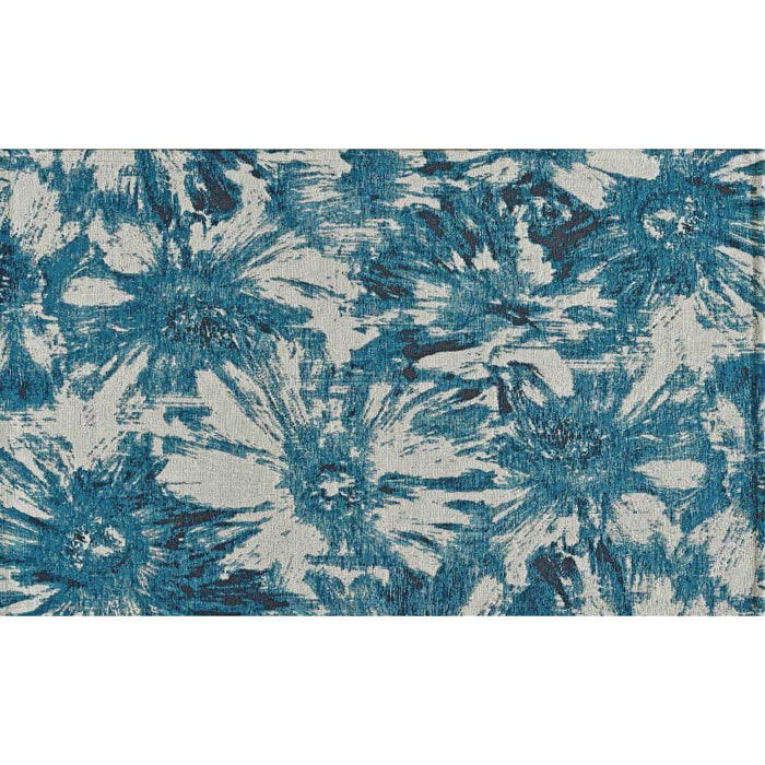 Tappeto Arredo Disegno Fiori Jeans