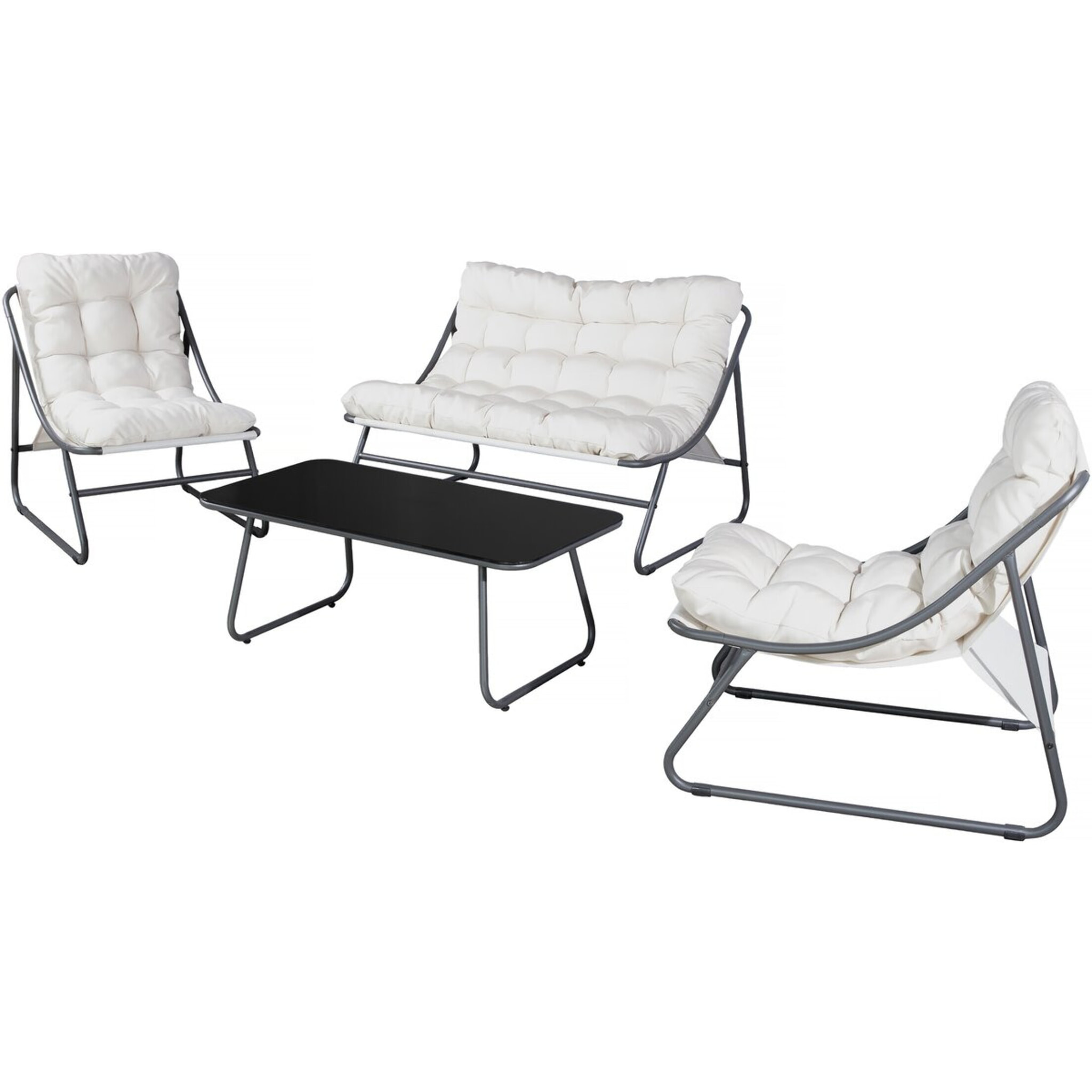 Salon de jardin en métal avec coussins "Aria" - 4 places - Beige