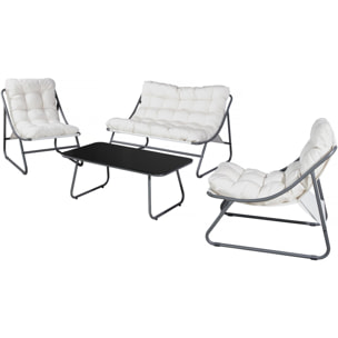 Salon de jardin en métal avec coussins "Aria" - 4 places - Beige