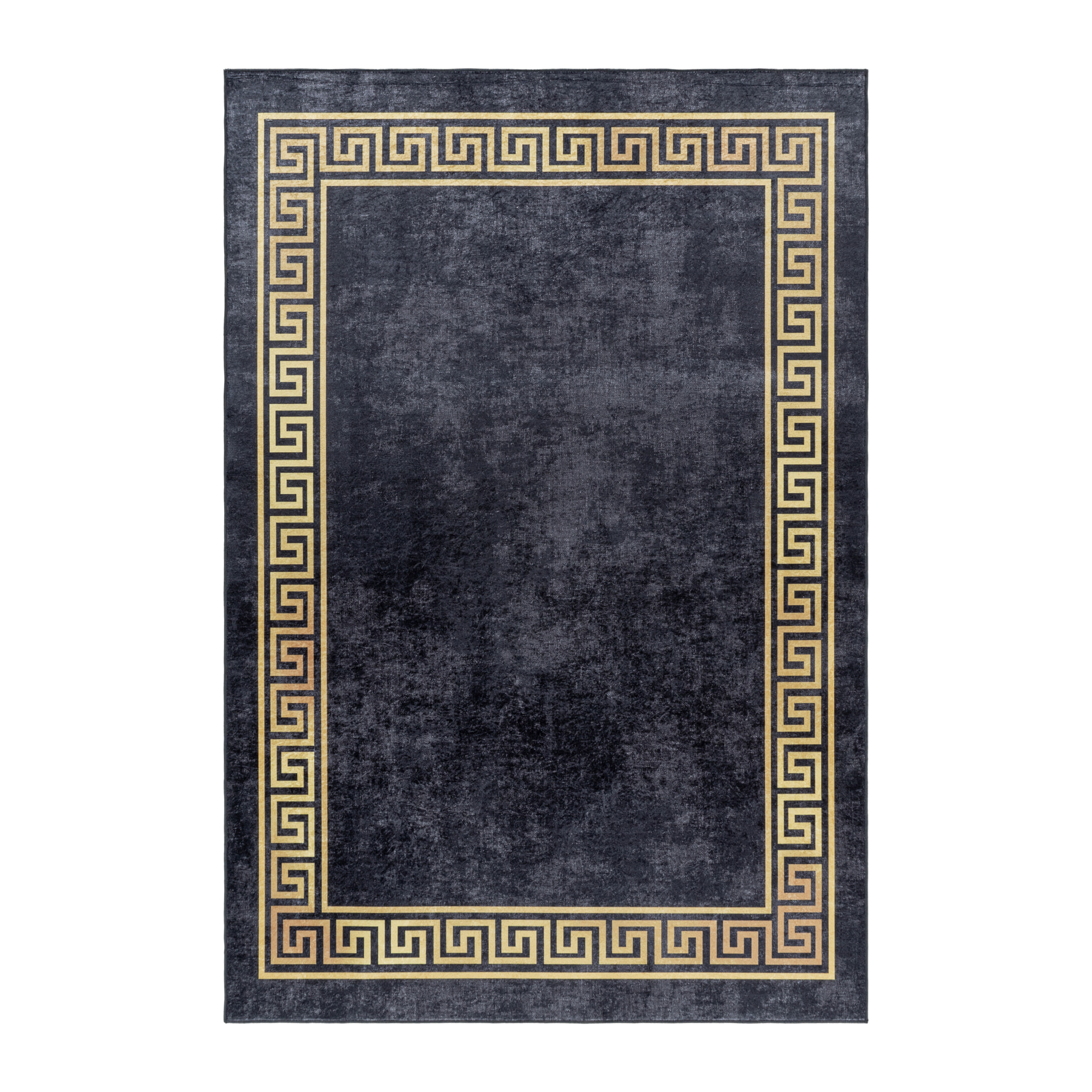 FIESTA - Tapis à frise grecque noir et doré