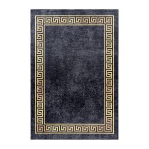 FIESTA - Tapis à frise grecque noir et doré