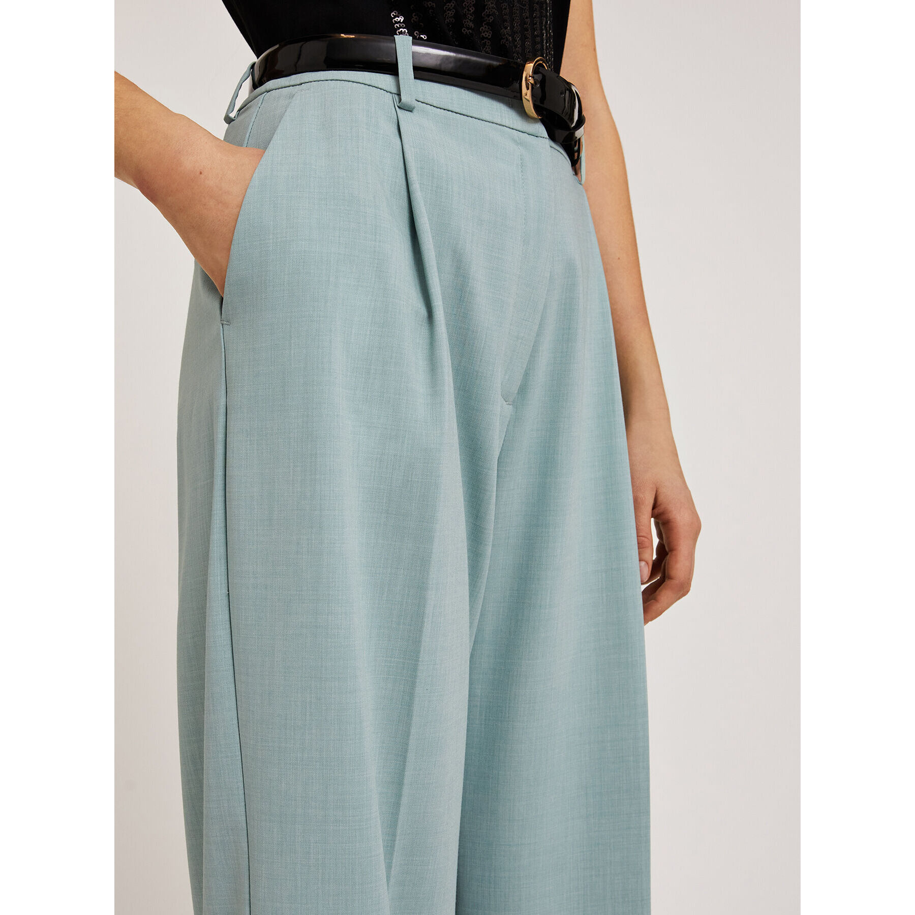 Motivi - Pantalón palazzo con pliegues - Green Water