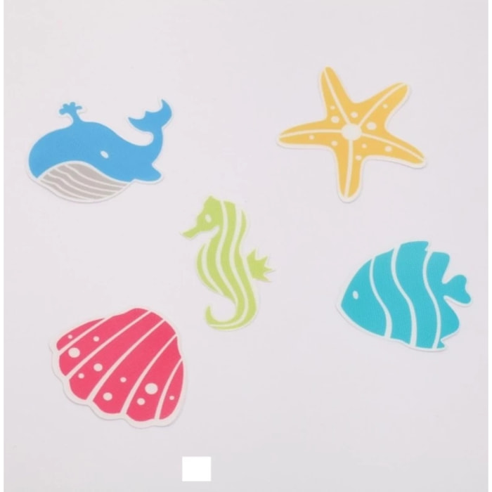 Lot de 5 Stickers figurines antidérapantes de douche ou baignoire PVC WATERWORLD 12x12cm Multicolor Spirella