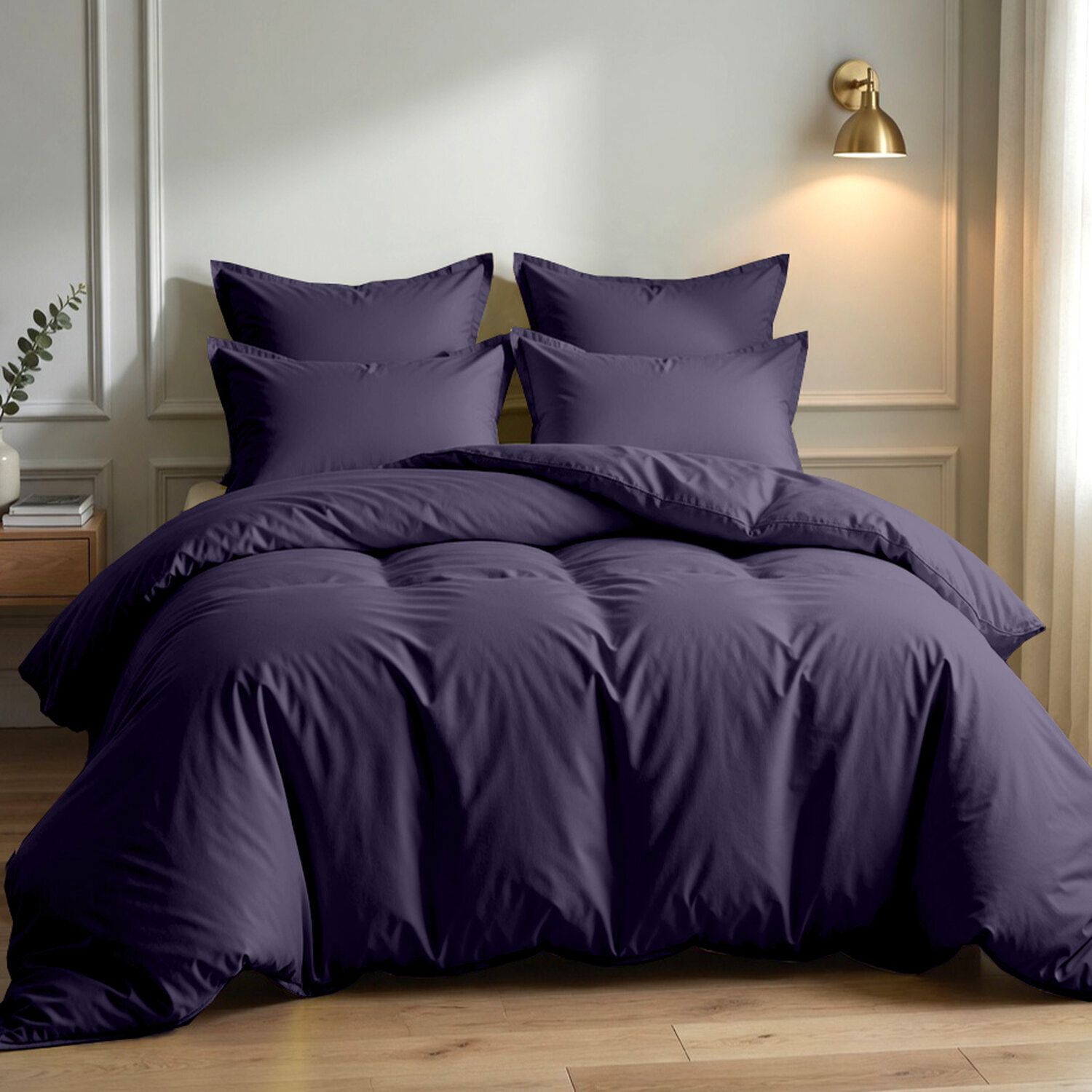 Parure Housse De Couette Uni 100% Coton - Essentiel - Bleu Impérial