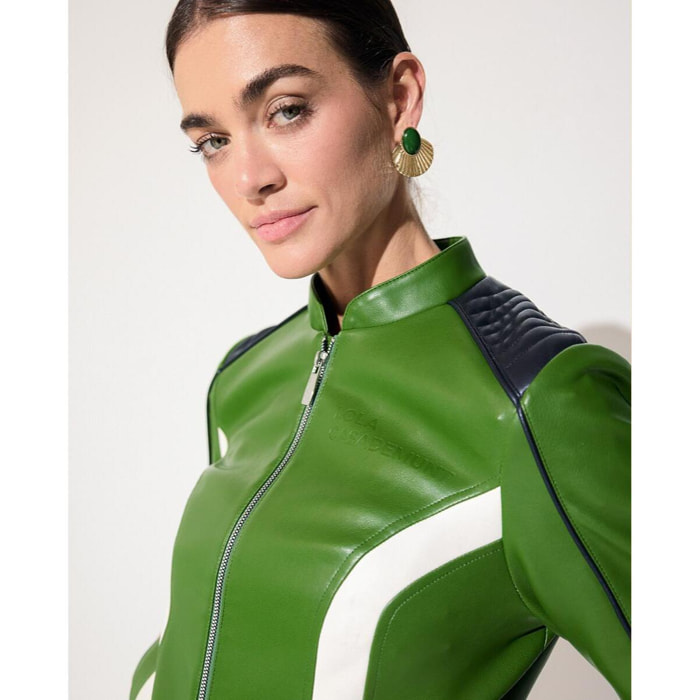 Giacca da motociclista tricolore in similpelle