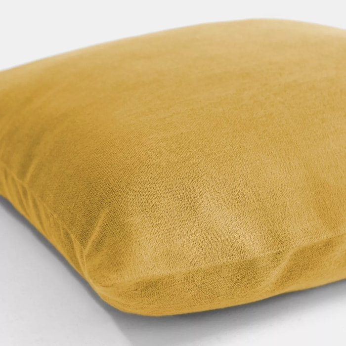 Housse de coussin pur coton motif jacquard jaune Bastide curry
