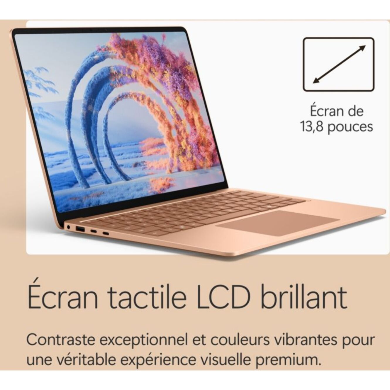 Ordinateur portable MICROSOFT SURFACE LAPTOP 8e DUNE 13,8" Tactile Snapdragon X plus 16 Go RAM LPDDR5x SSD 512 Go Copilot+PC