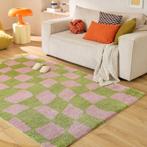 GROOVY - Tapis rétro coloré style seventies - Confortable et moelleux - Vert