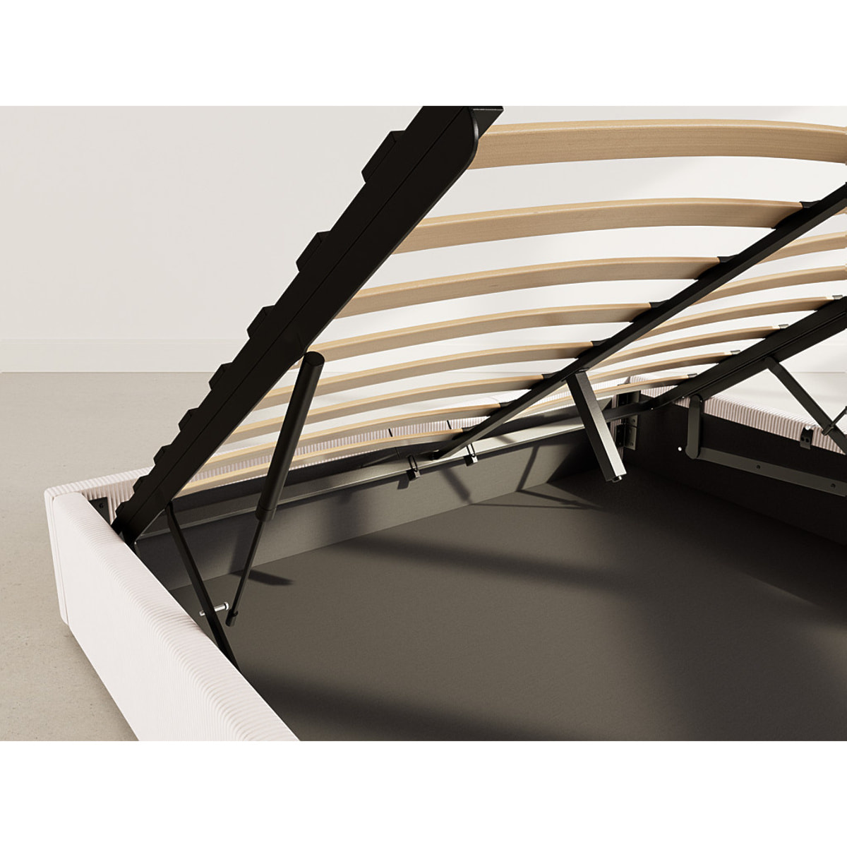 Isa - lit coffre - 160x200 cm - en velours côtelé - Beige